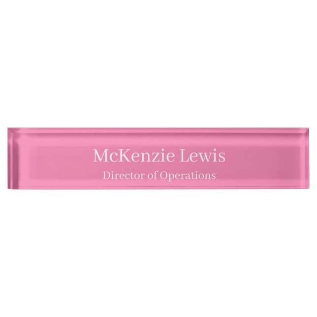 Pink Name and Job Title Nameplate (Front)