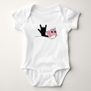 Pink Narwhal ASL I Love You – Deaf Culture Design Baby Bodysuit