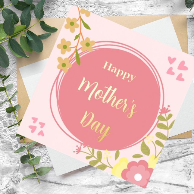Pink natural happy mother's day foil prints (Creator Uploaded)