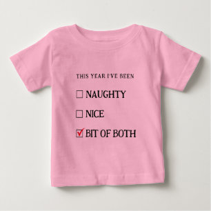 Pink Naughty Nice List Funny Cute Christmas Baby T-Shirt