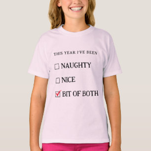 Pink Naughty Nice List Funny Cute Christmas Kids' T-Shirt