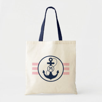 Pink Nautical Anchor Tote Bag