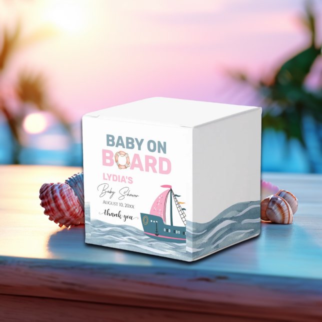 Pink Nautical Baby on Board Baby Shower Favour Box (Creator Uploaded)