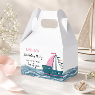 Pink Nautical Baby on Board Birthday Party Favour Box