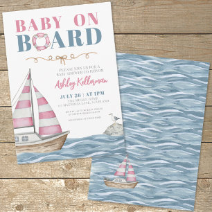 Pink Nautical Baby Shower Invitation