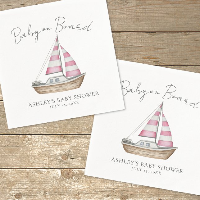 Pink Nautical Baby Shower Napkin (Pink Nautical Baby Shower Napkins)