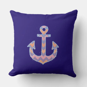 pink nautical chevron anchor cushion