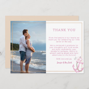 Pink Nautical Couples Baby Shower Photo  Thank You Card