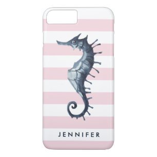 Pink Nautical Seahorse personalised monogram Case-Mate iPhone Case