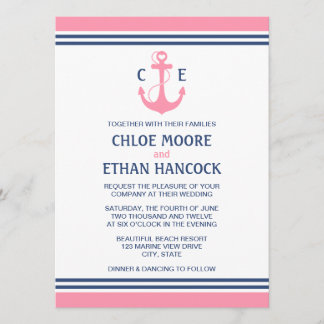 Pink Nautical Wedding Invitations