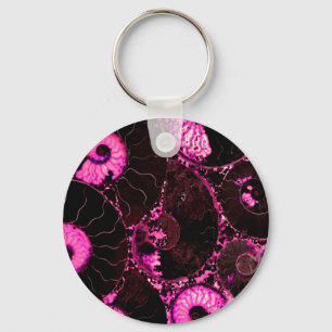 Pink Nautilus   pink spiral fossil  Key Ring