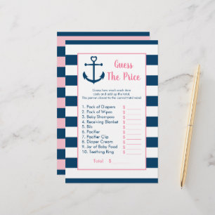 Pink Navy Anchor Guess The Price Shower Game