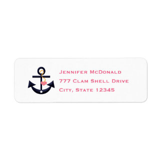 Pink Navy Anchor Heart Return Address Labels