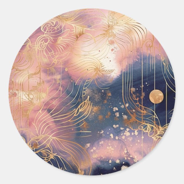 Pink Navy and Gold Celestial Envelope Seals (Front)