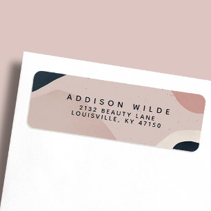 Pink Navy Blue Abstract Shapes Return Address