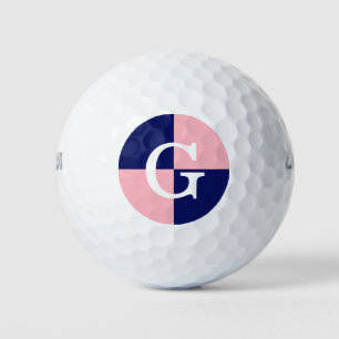 Pink Navy Blue LG Chequered Monogram Golf Balls