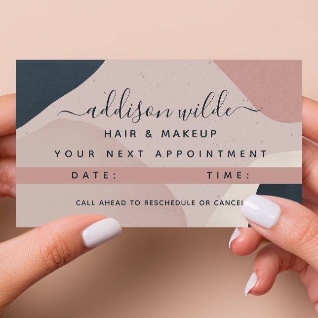 Pink Navy Blue Modern Abstract Shapes Neutral Appointment Card (Creator Uploaded)