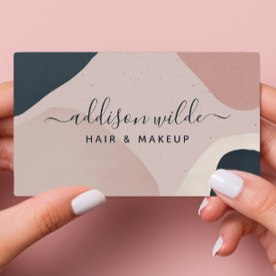 Pink Navy Blue Modern Abstract Shapes Neutral Business Card