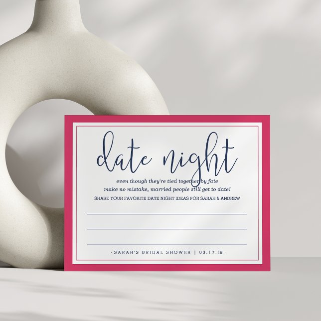 Pink & Navy Bridal Shower Date Night Card (Creator Uploaded)