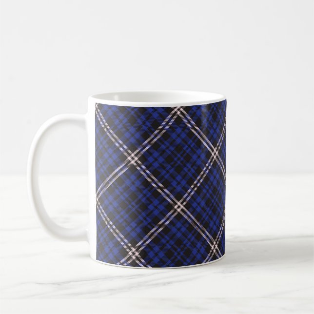 Pink Navy Diagonal Plaid Tartan textured Seamless  Coffee Mug (Left)