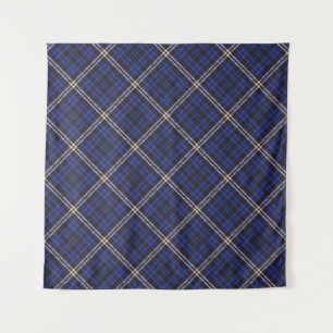Pink Navy Diagonal Plaid Tartan textured Seamless Tapestry