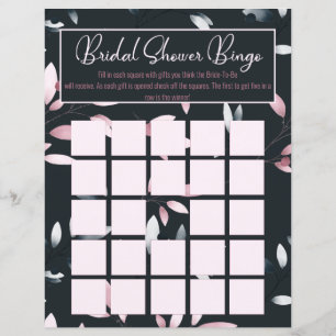 Pink Navy Elegant Soft Watercolor Bridal Bingo