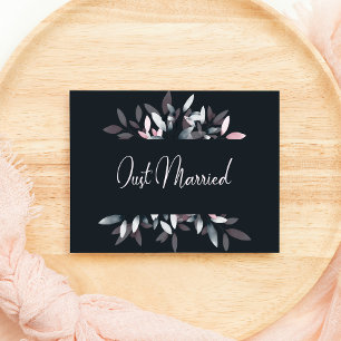 Pink Navy Elegant Watercolor Floral Just Married