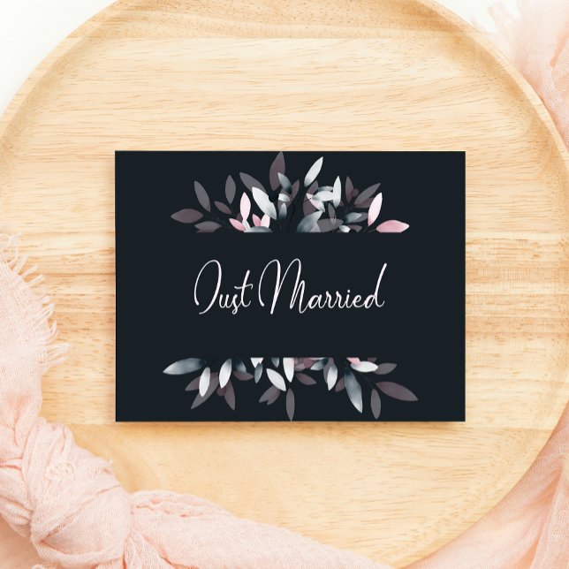 Pink Navy Elegant Watercolor Floral Just Married (Creator Uploaded)