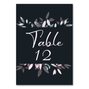 Pink Navy Elegant Watercolor Floral Table Number
