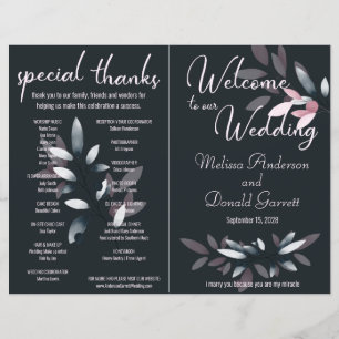 Pink Navy Elegant Watercolor Folded Full Program