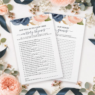 Pink Navy Floral Double Sided Baby Shower Games