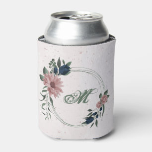 pink & navy flowers botanical can cooler