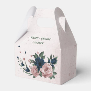 pink & navy flowers botanical wedding  favour box
