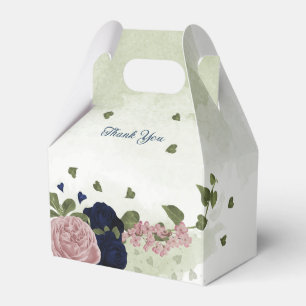 pink navy flowers greenery wedding  favour box