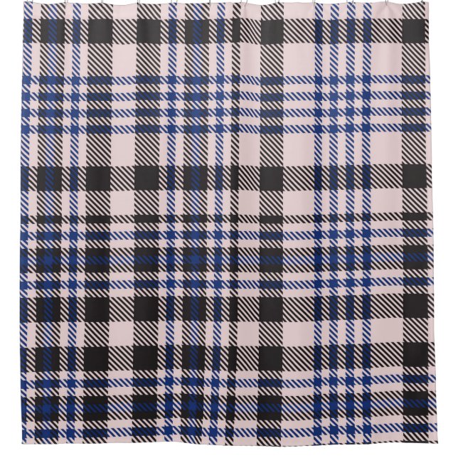 Pink Navy Glen Plaid textured seamless patternabst Shower Curtain (Front)