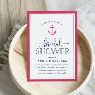 Pink & Navy Nautical Bridal Shower Invitation