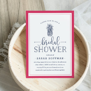 Pink & Navy Pineapple Bridal Shower Invitation