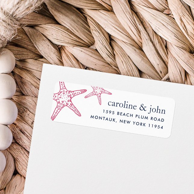 Pink & Navy Starfish Return Address (Creator Uploaded)