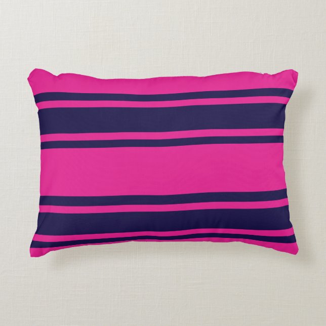 Pink Navy Stripes Decorative Cushion (Front)