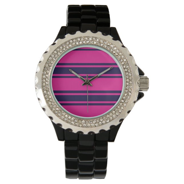 Pink Navy Stripes Watch (Front)