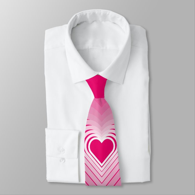 Pink Neck Tie with Hearts (Tied)