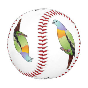Pink-necked green pigeon bird cartoon illustration baseball