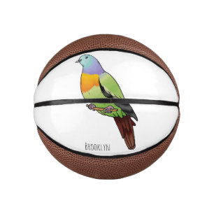 Pink-necked green pigeon bird cartoon illustration mini basketball