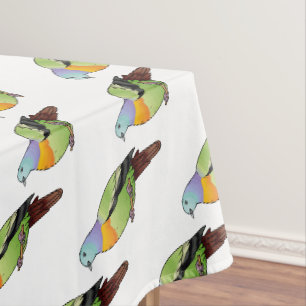 Pink-necked green pigeon bird cartoon illustration tablecloth
