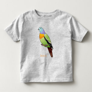 Pink-necked green pigeon bird cartoon illustration toddler T-Shirt