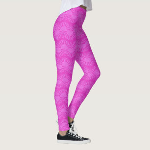 pink neon bright geometric pattern leggings