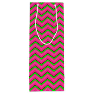 Pink-Neon-Brown Coll.-CHEVRON 08-WINE GIFT BAG