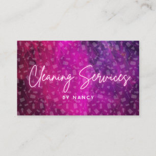 Pink Neon Cleaning Service Pattern Business Card