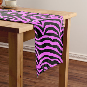 Pink neon colour zebra pattern short table runner