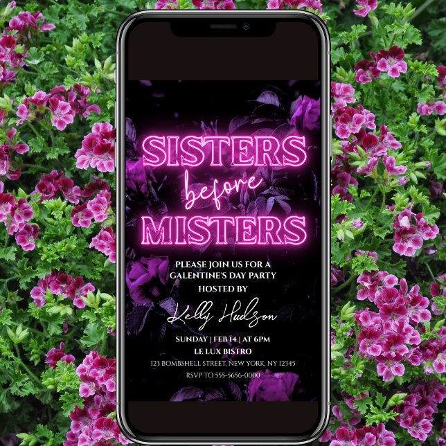 Pink Neon Galentine's Day Invitation  (Creator Uploaded)